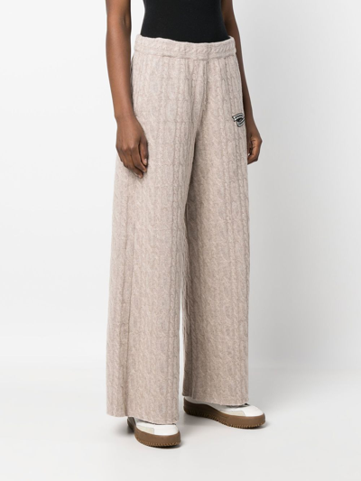 Opening Ceremony Logo-embroidered Cable-knit Trousers In Nude