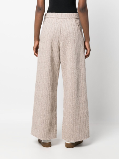 Shop Opening Ceremony Logo-embroidered Cable-knit Trousers In Nude