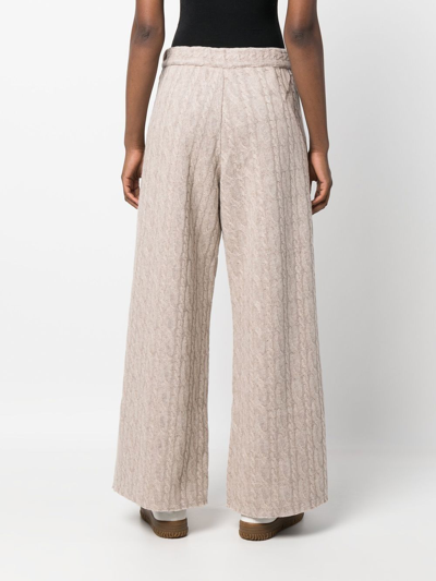 Opening Ceremony Logo-embroidered Cable-knit Trousers In Nude