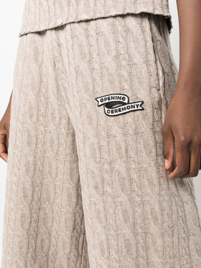 Opening Ceremony Logo-embroidered Cable-knit Trousers In Nude