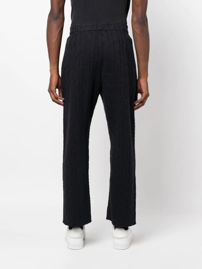 Shop Opening Ceremony Embroidered-logo Cable Knit Trousers In Blau
