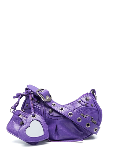 Shop Balenciaga Le Cagole Xs Leather Shoulder Bag In Violett
