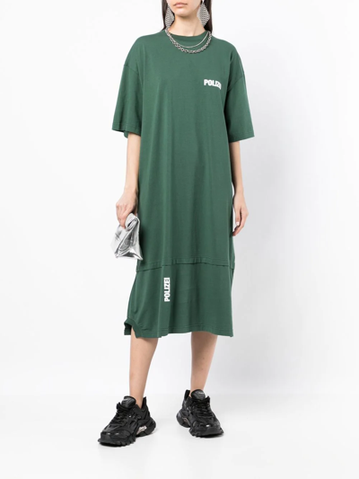 Shop Vetements Polizei Short-sleeve T-shirt Dress In Green