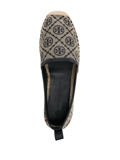 Shop Tory Burch Monogram-print Platform Espadrilles In Blau