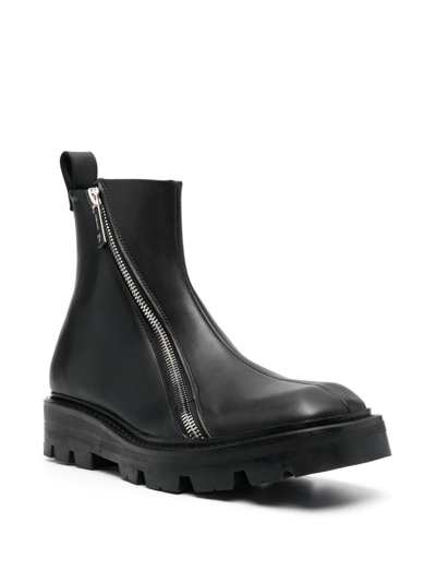 Gmbh Black Double Zip Ankle Boots In Schwarz