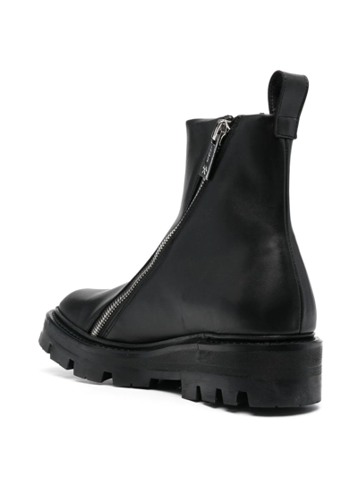 Gmbh Black Double Zip Ankle Boots In Schwarz