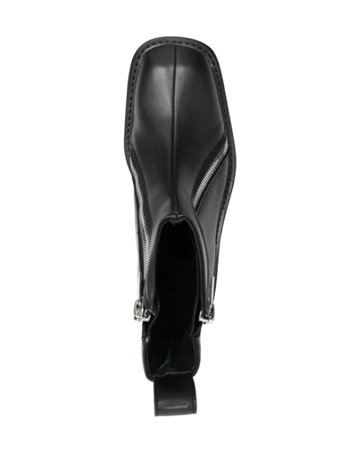 Gmbh Black Double Zip Ankle Boots In Schwarz