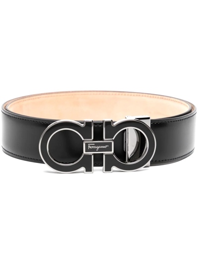 Ferragamo Gancini-buckle Leather Belt In Schwarz