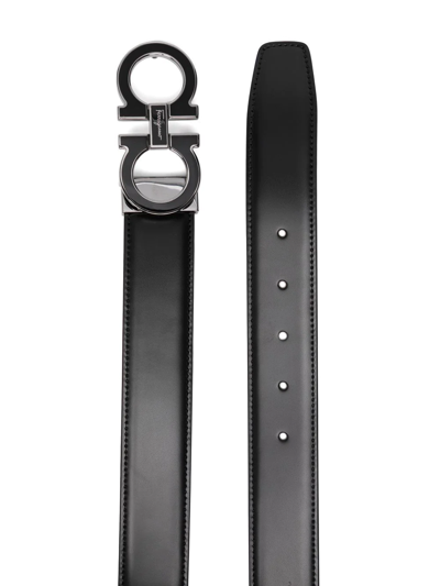 Ferragamo Gancini-buckle Leather Belt In Schwarz