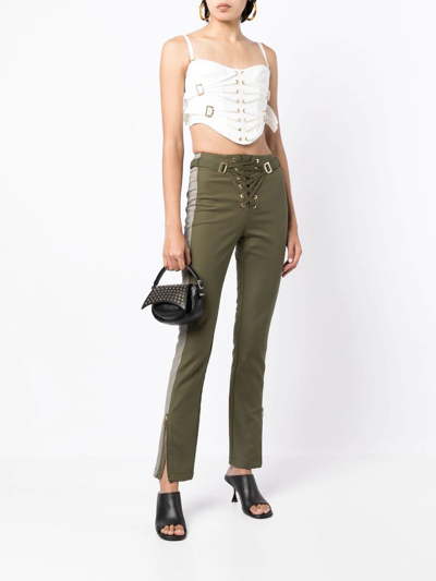 Shop Dion Lee Laced-slider Cropped Corset In White