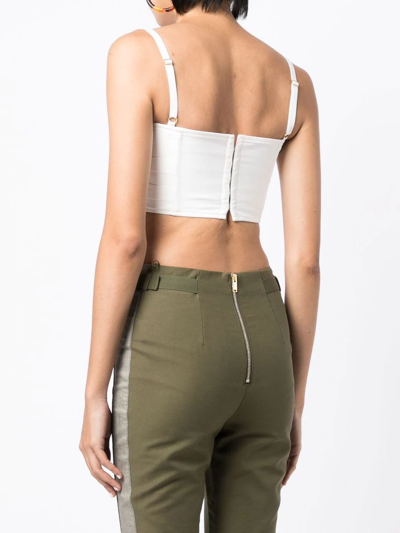 Shop Dion Lee Laced-slider Cropped Corset In White