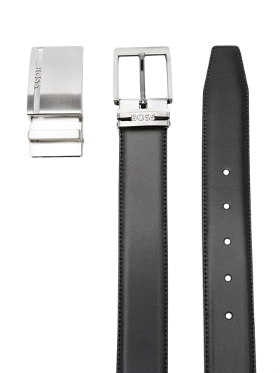 Shop Hugo Boss Logo Buckle Belt In Black