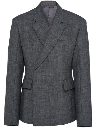 Shop Prada Double-breasted Wool Jacket In Grau