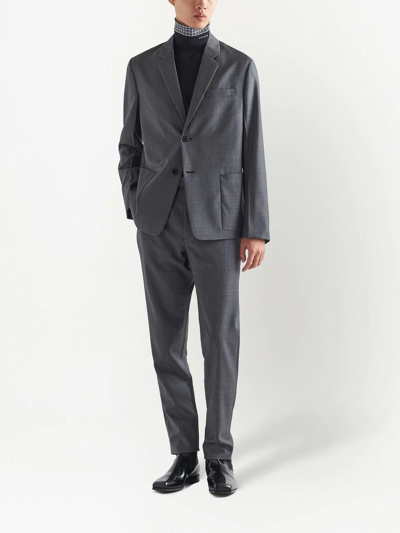 Shop Prada Single-breasted Wool Blazer In Grau