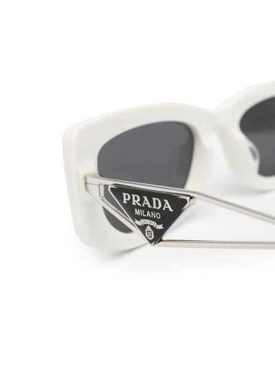 Shop Prada Logo Plaque Tinted Sunglasses In White
