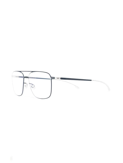 Mykita Square Frame Metal Glasses In Blau