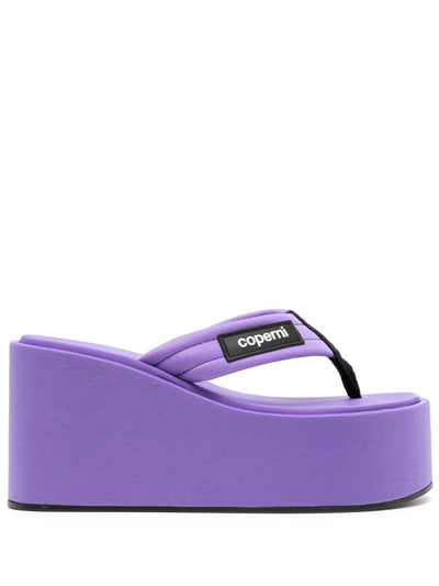 Shop Coperni Logo-patch Wedge Sandals In Purple