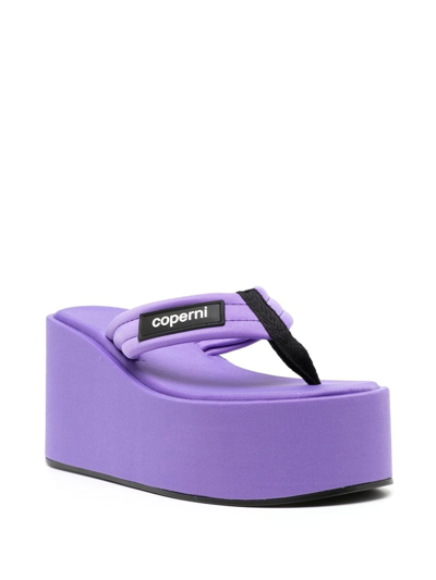 Shop Coperni Logo-patch Wedge Sandals In Purple
