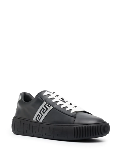 Shop Versace Greca Lace-up Sneakers In Black
