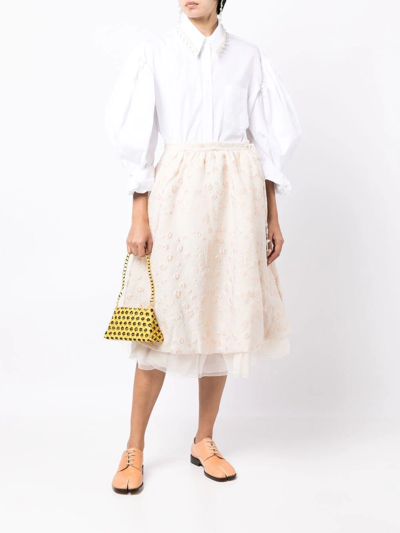 Shop Renli Su Embossed A-line Midi Skirt In Weiss