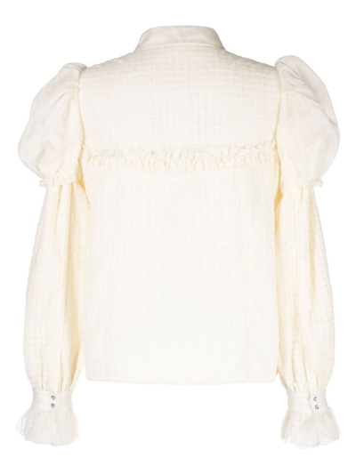 Shop Renli Su Textured Puff-sleeve Blouse In Weiss