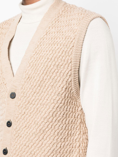 Shop Barena Venezia Wool V-neck Button-up Vest In Nude
