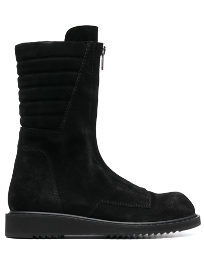 Rick Owens Basket Creeper Leather Boots In Schwarz