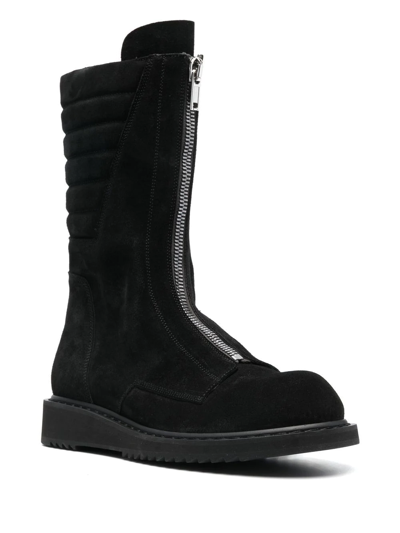 Rick Owens Basket Creeper Leather Boots In Schwarz