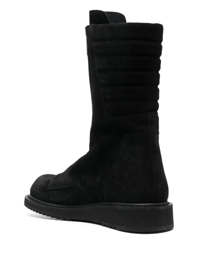 Rick Owens Basket Creeper Leather Boots In Schwarz