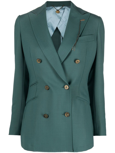 Shop Maurizio Miri Fitted Double-breasted Blazer In Grün