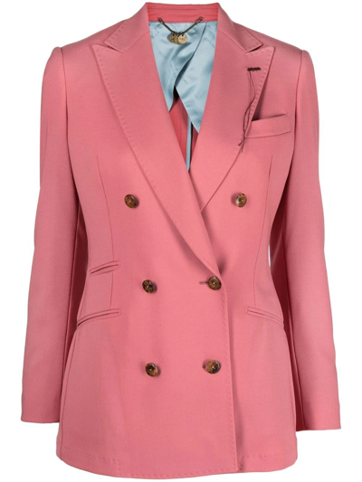 Shop Maurizio Miri Grace Double-breasted Blazer In Rosa