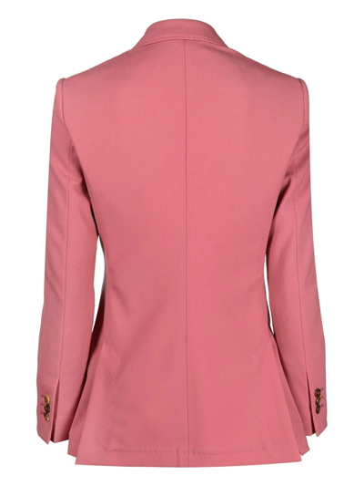 Maurizio Miri Double Breasted Stretch Wool Blazer In Rosa