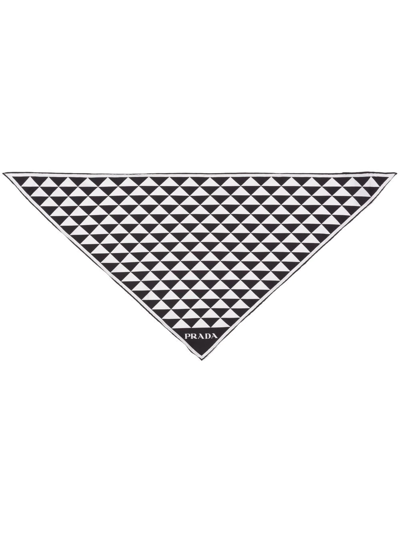 Shop Prada Geometric-print Silk Scarf In Schwarz