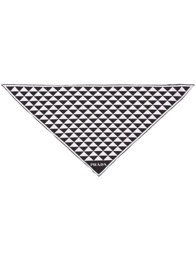 Prada Geometric-print Silk Scarf In Schwarz