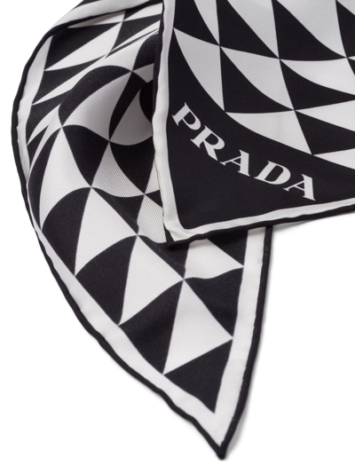 Prada Geometric-print Silk Scarf In Schwarz