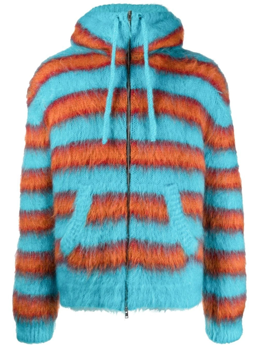 Marni Striped Knitted Hoodie In Blue | ModeSens