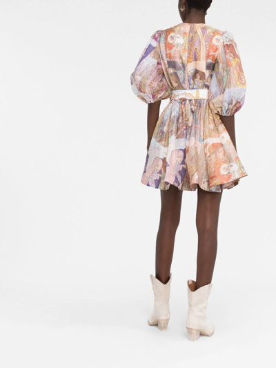 ZIMMERMANN GRAPHIC-PRINT PUFF-SLEEVE DRESS 