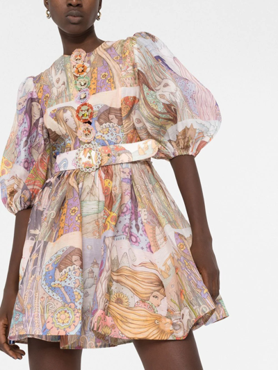 ZIMMERMANN GRAPHIC-PRINT PUFF-SLEEVE DRESS 
