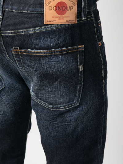 Shop Dondup Distressed Slim-cut Jeans In Blau