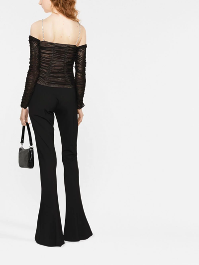 Self-portrait Crystal-embellished Stretch-jersey Top In Schwarz