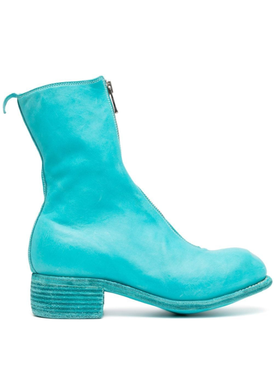 Shop Guidi 50mm Zip-up Ankle Boots In Blau