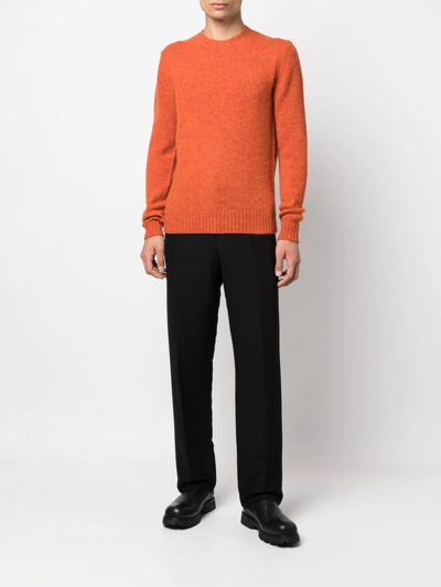 Shop Ballantyne Wool Knit Jumper In Orange