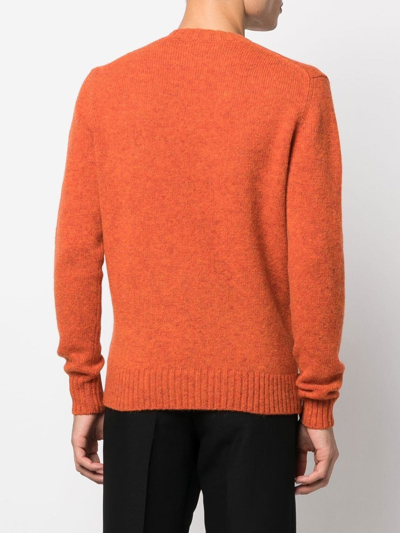 Shop Ballantyne Wool Knit Jumper In Orange