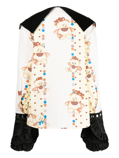 Shop Chopova Lowena Spread-collar Graphic-print Shirt In Gelb