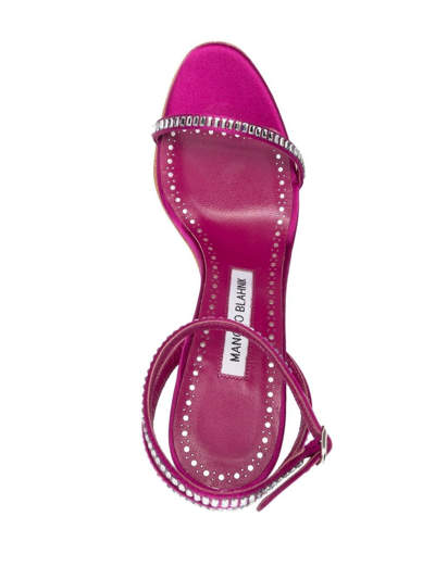 Shop Manolo Blahnik Crinastra Crystal-embellished Sandals In Rosa