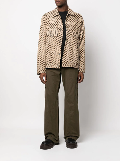 Shop Song For The Mute Woven-print Button-up Jacket In Nude