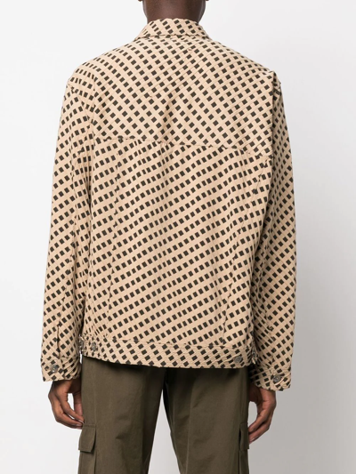 Shop Song For The Mute Woven-print Button-up Jacket In Nude