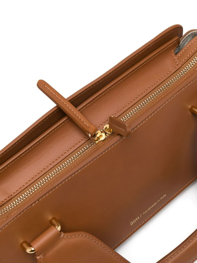 Shop Aim Leather Tote Bag In Braun