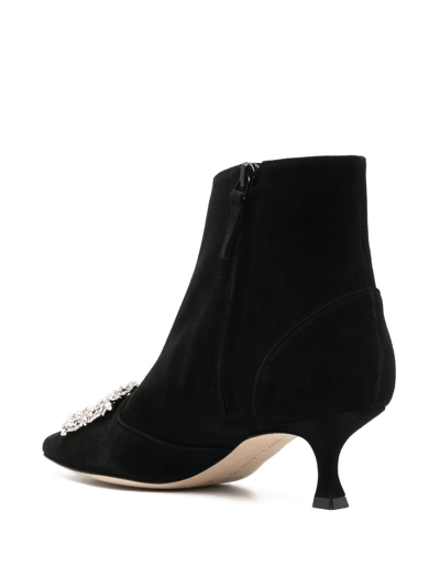 Shop Manolo Blahnik Beylow Crsytal-embellished Ankle Boots In Schwarz