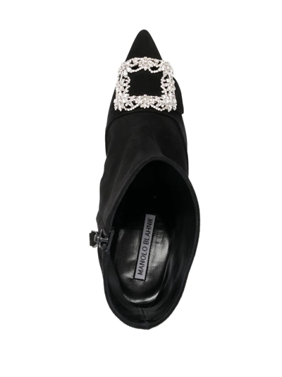 Manolo Blahnik Beylow Crsytal-embellished Ankle Boots In Schwarz